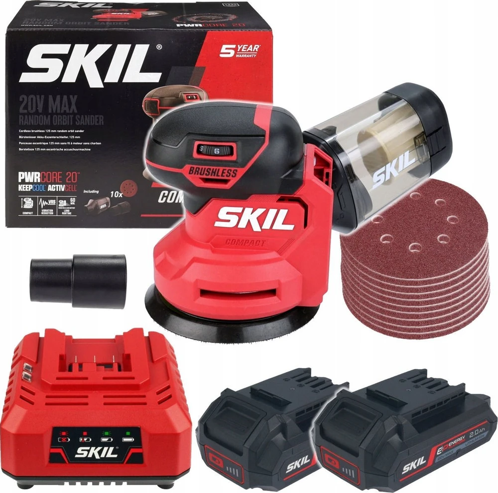 Skil Red Skil_Red Akumuliatorinis ekscentrinis šlifuoklis Skil 3751CA, 20 V