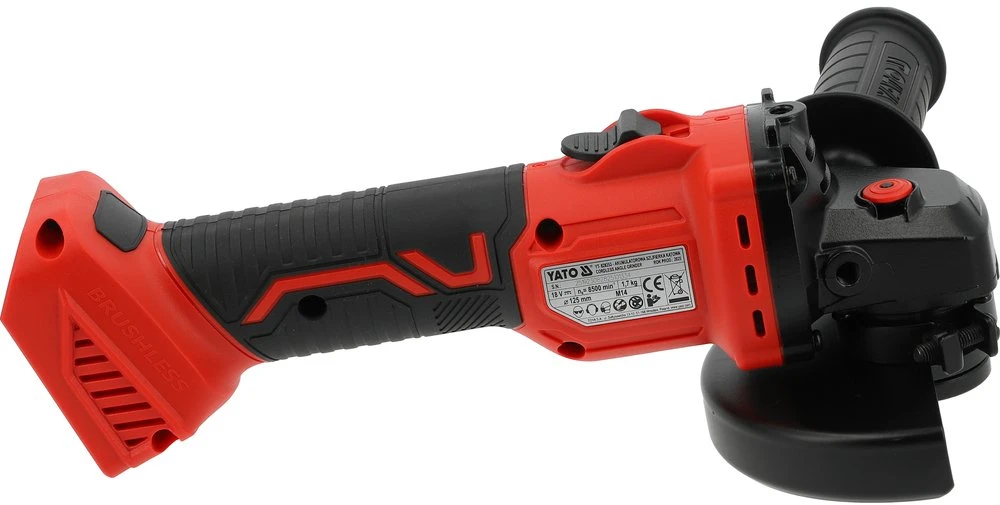 Yato Toya Sa Poland Akumuliatorinis kampinis šlifuoklis su bešepetėliu varikliu, 18 V, 125 mm, be akumuliatoriaus ir įkroviklio (YT-828253)