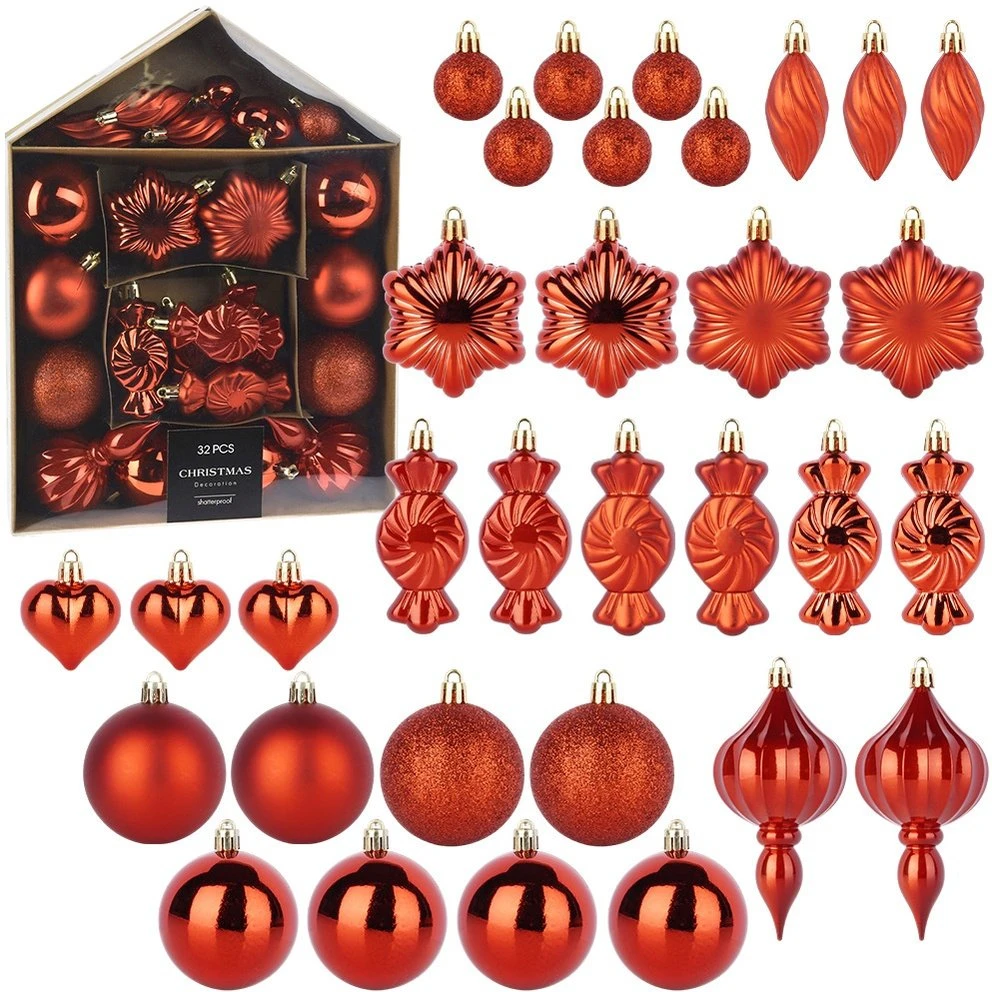 Slowmoose Kalėdų Dekoracijų Rinkinys 32 Vnt. Raudonas