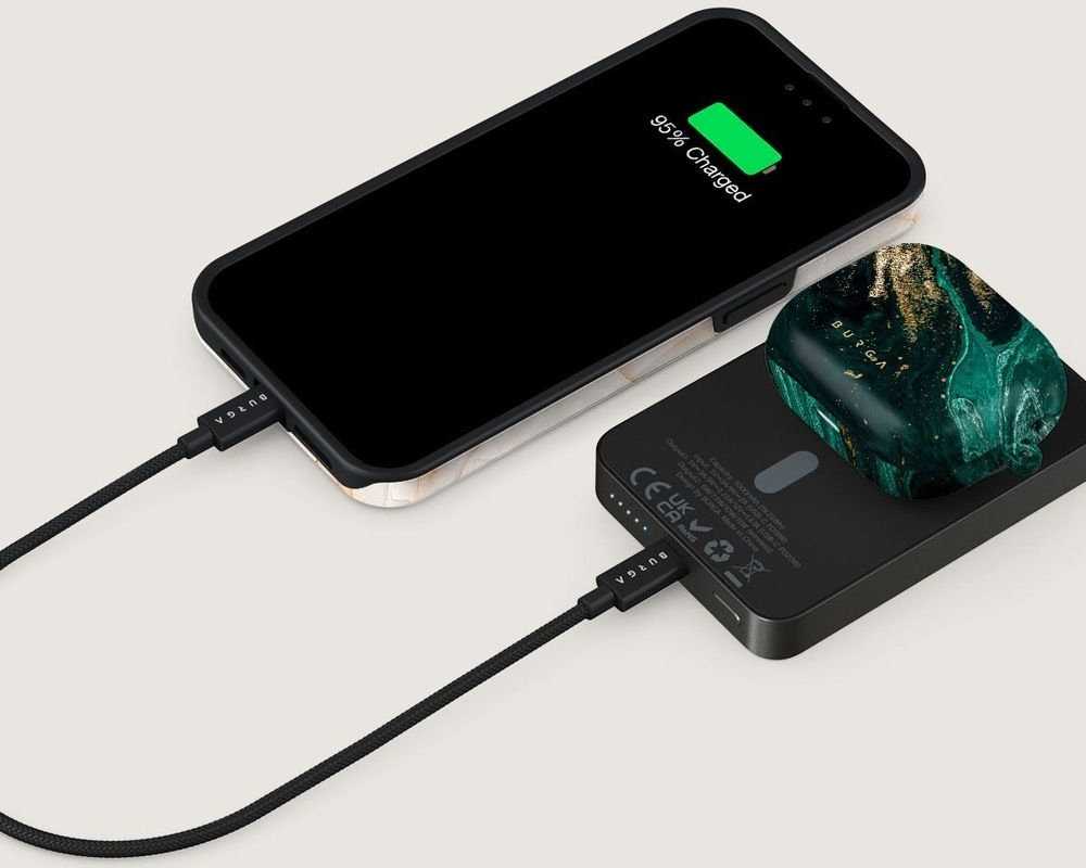 BURGA „Emerald Pool Gunmetal“ magnetinė išorinė baterija 5000