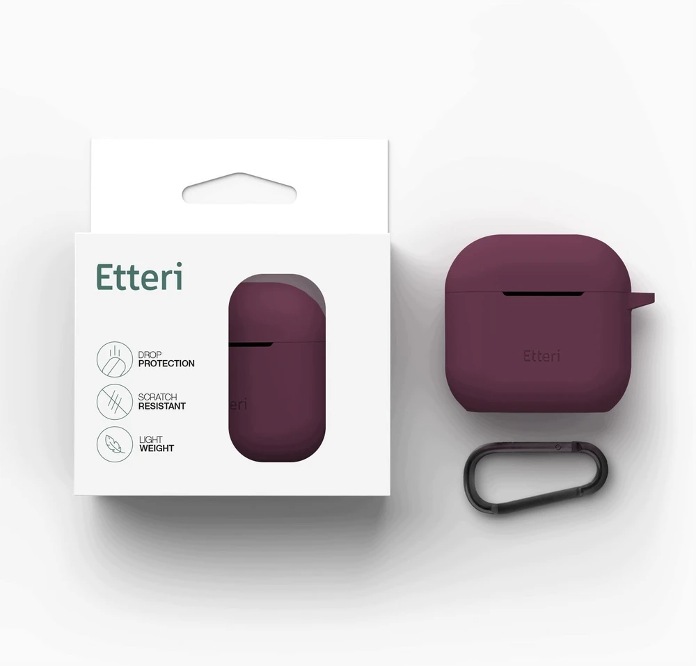 Etteri silikoninis dėklas AirPods 4 tamsios vyšnios spalvos
