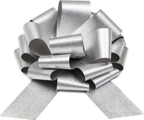 Party Deco Dekoratyvinis kaspinas 30cm 1 vnt sidabrinis