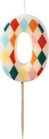Party Deco PartyDeco gimtadienio žvakė Nr. 0 rombo formos, 55 cm, mišinio spalva 67042