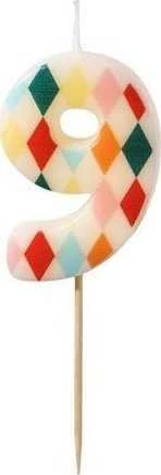 Party Deco PartyDeco gimtadienio žvakė Nr. 9, rombo formos, 55 cm, mišinio spalva 67400