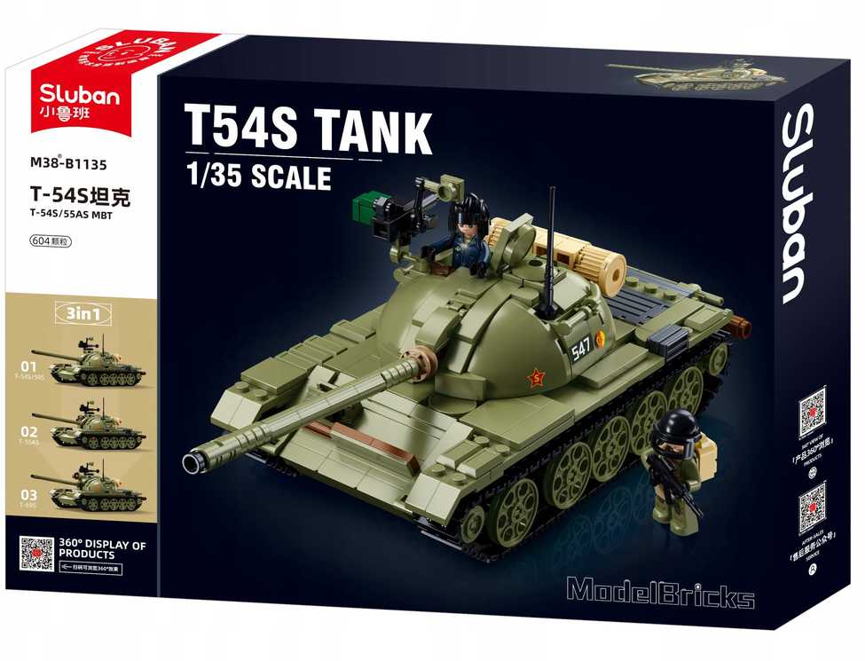 Sovietų tankas T-51 mastelis 1:35 3in1 modelis Sluban 604 el M38-B1135