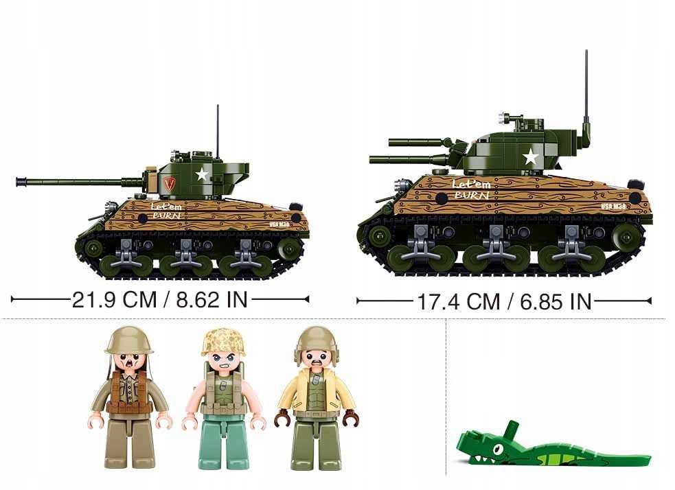 Sluban Blocks Sherman Tank Military 2in1 715 vnt.