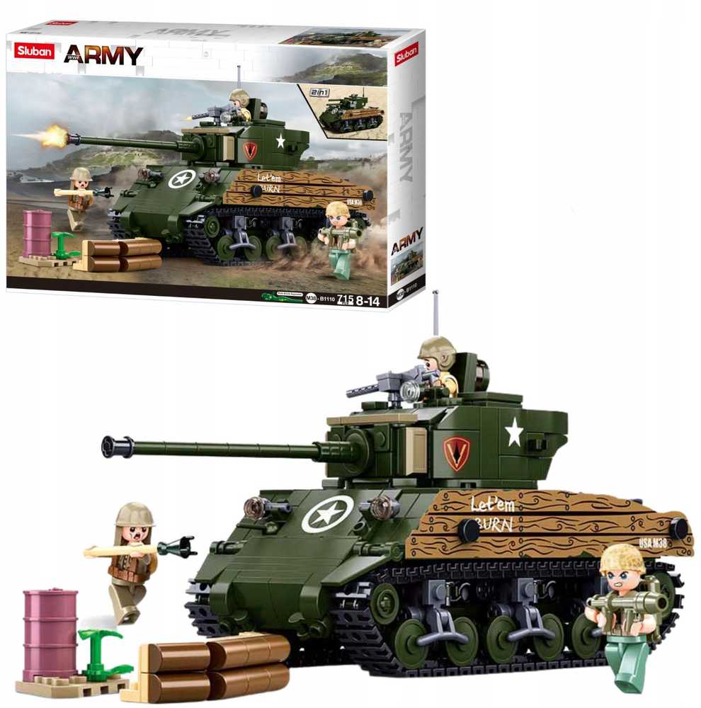 Sluban Blocks Sherman Tank Military 2in1 715 vnt.