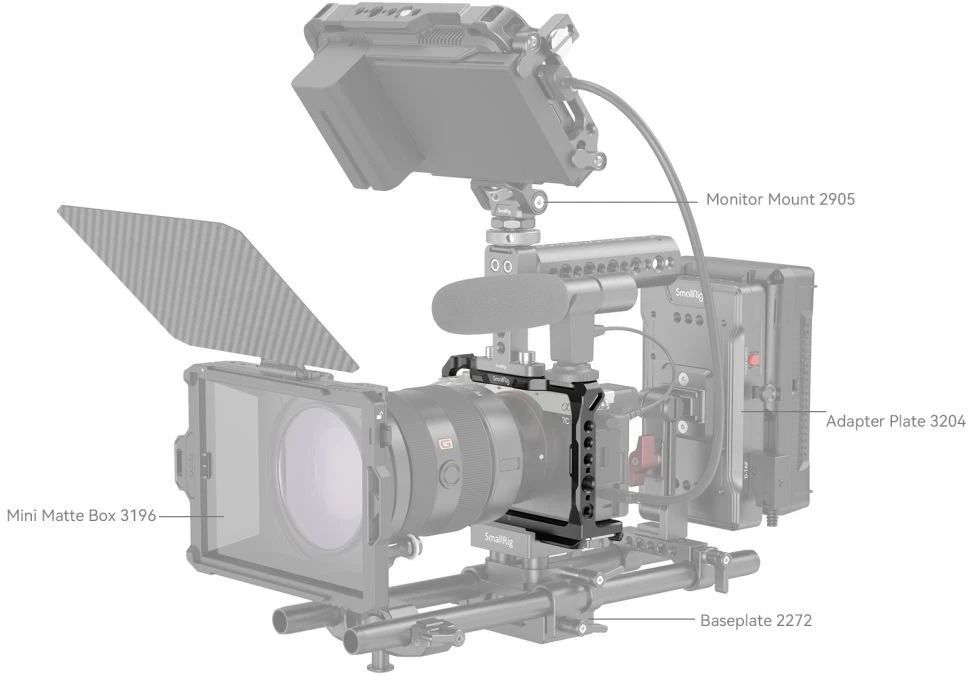 Kamera – SmallRig 3081 korpusas Sony A7C, Arca Swiss, keli sriegiai