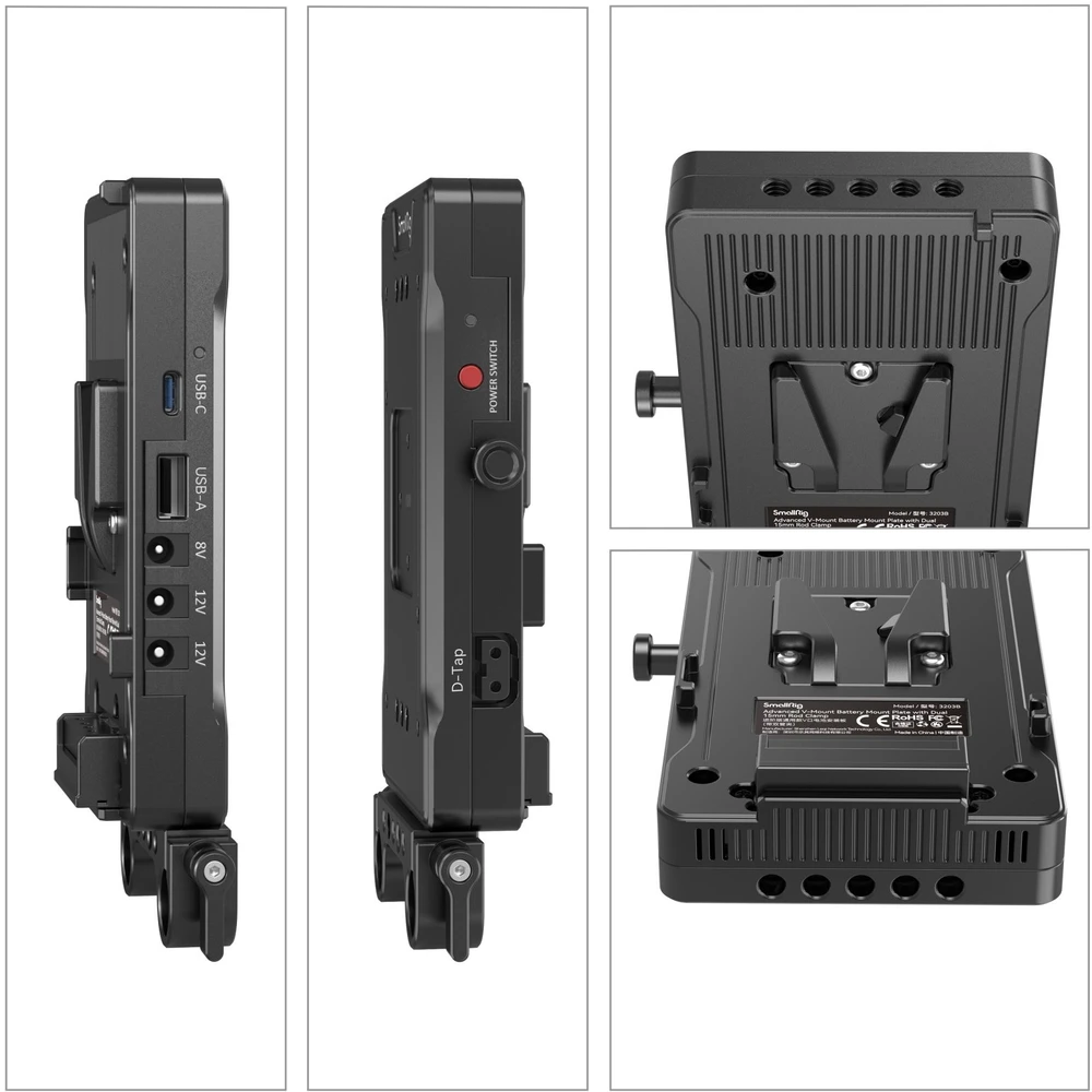 SmallRig 3203 Advanced V-Mount baterijos tvirtinimo plokštė su dvigubu 15 mm strypų spaustuku (3203B)