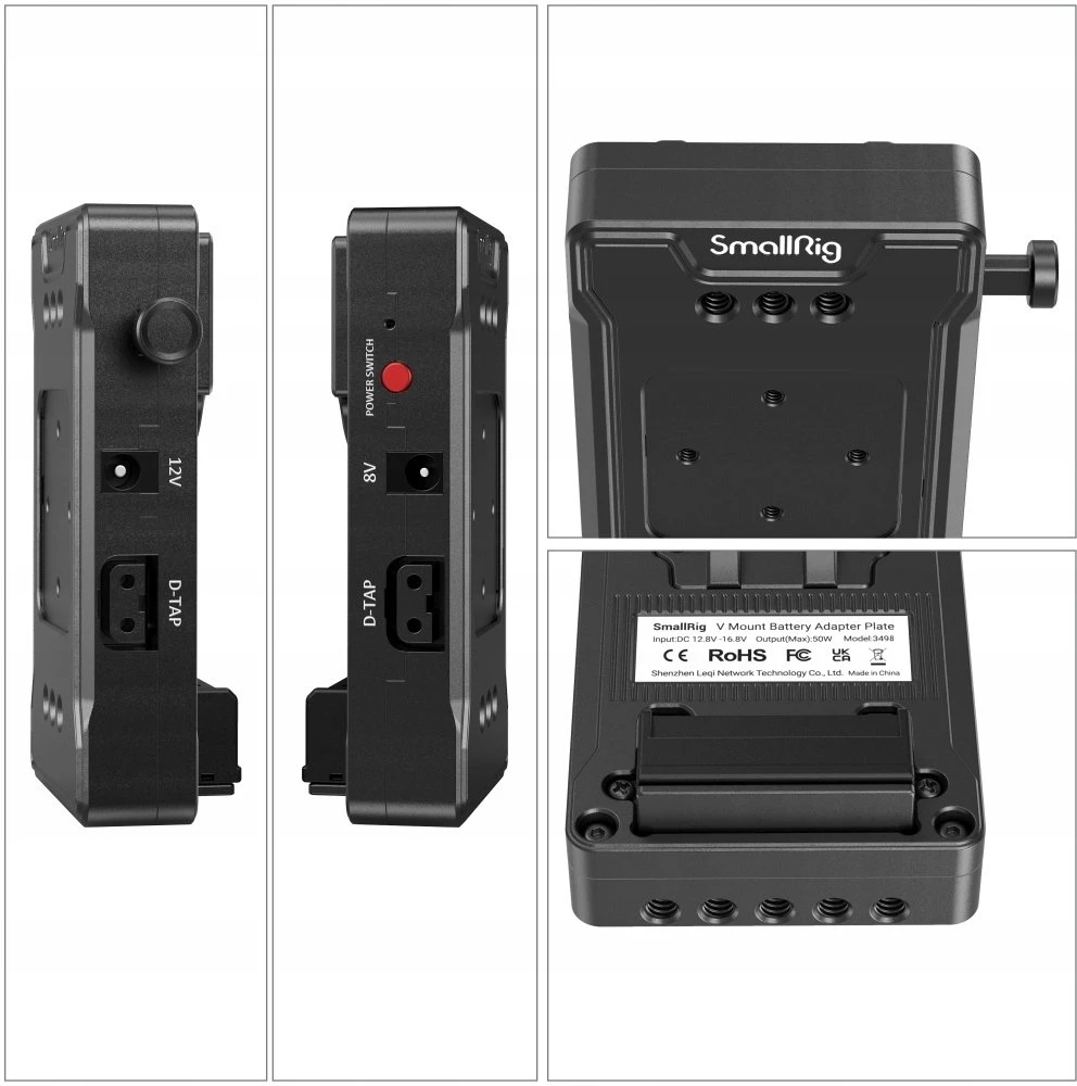 SmallRig 3498 Baterijos adapterio plokštė V-Mount (pagrindinė versija) su dvigubu strypų spaustuku