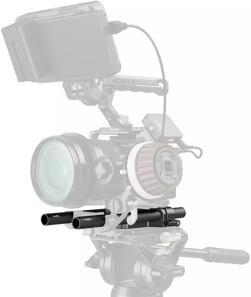 SmallRig SmallRig 5609, Mounting plate, Juodas, Carbon fibre, Silicone, 1/4, 3/8'', Carbon Fiber Rod (15mm) x 2 Bottom Mount Plate x 1 1/4''-20 Screw x 3 3/8''-16 Screw x 1 Allen..., 106 mm