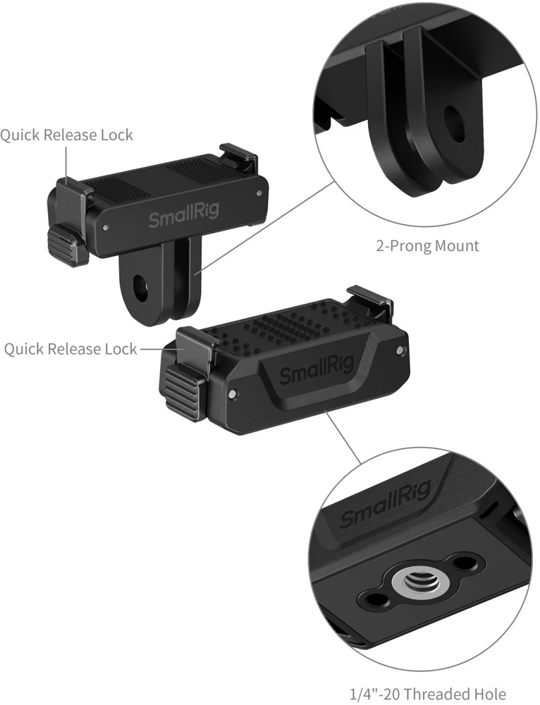 SmallRig 5918 Bidirectional Quick Release Folding Adapteris Support with 2-Prong Mount and 1/4"-20 Thr