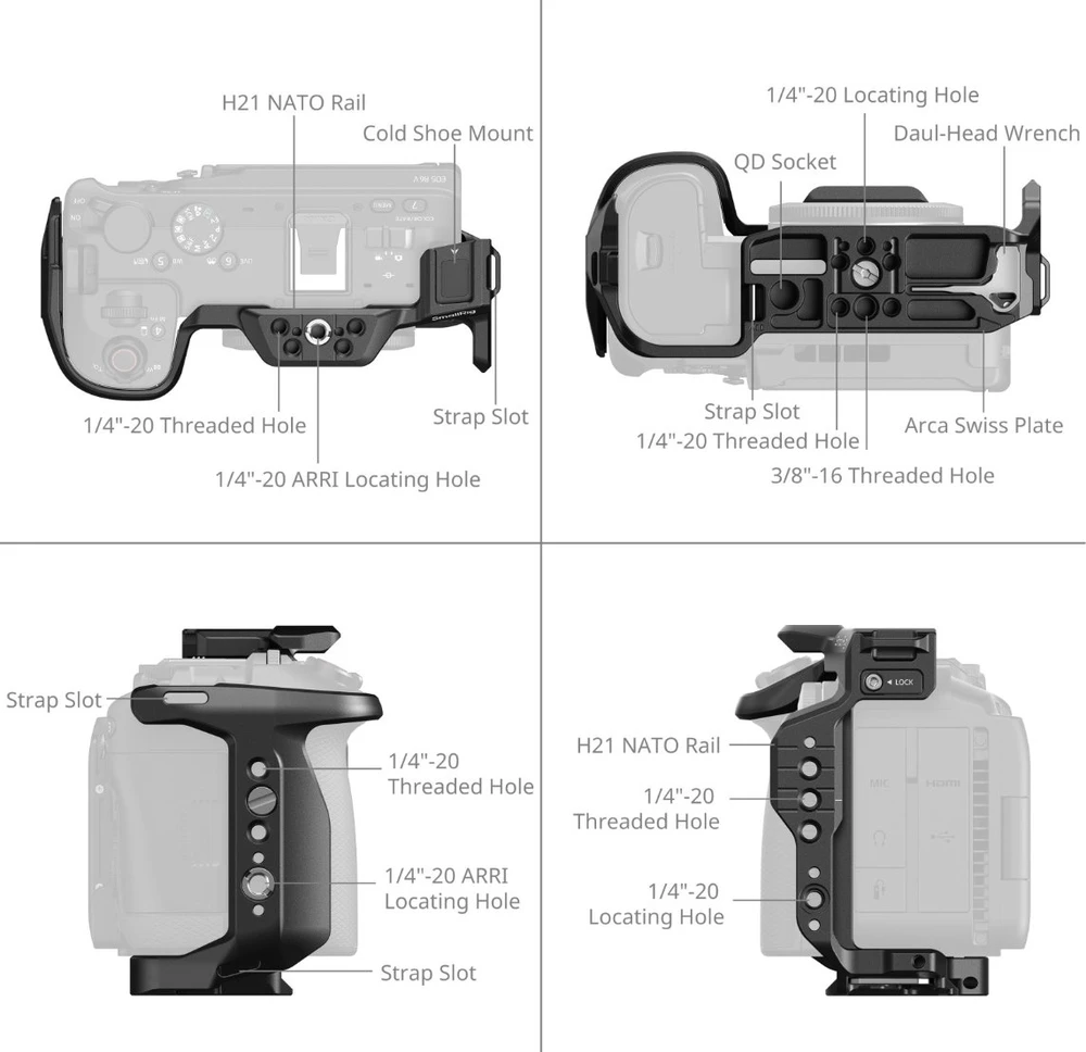 SmallRig HawkLock Quick Release Cage for Canon EOS R6 V (6372)