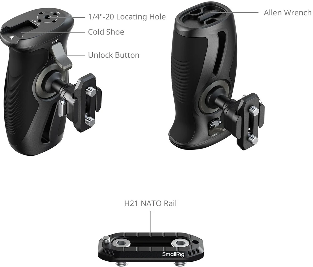 SmallRig Rotating Side Handle with ''HawkLock'' H21 Quick Release NATO Clamp (6405)