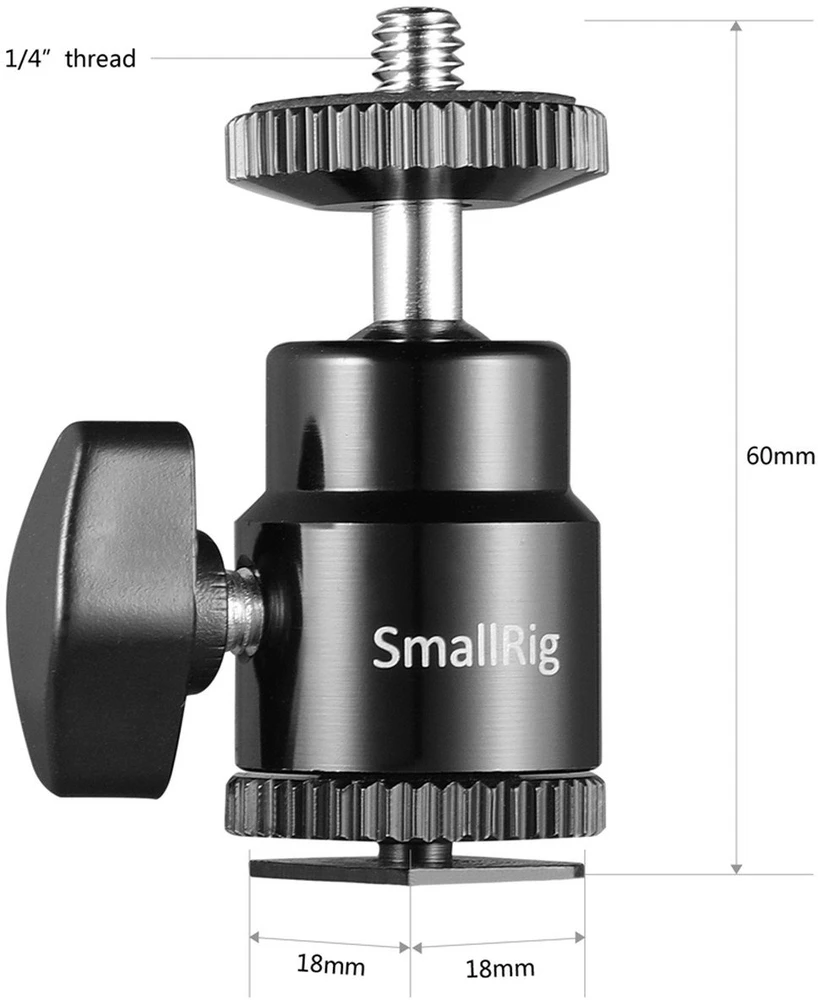SMALLRIG 2059 CAMERA HOT SHOE -BALLHEAD-1/4"SC 2P