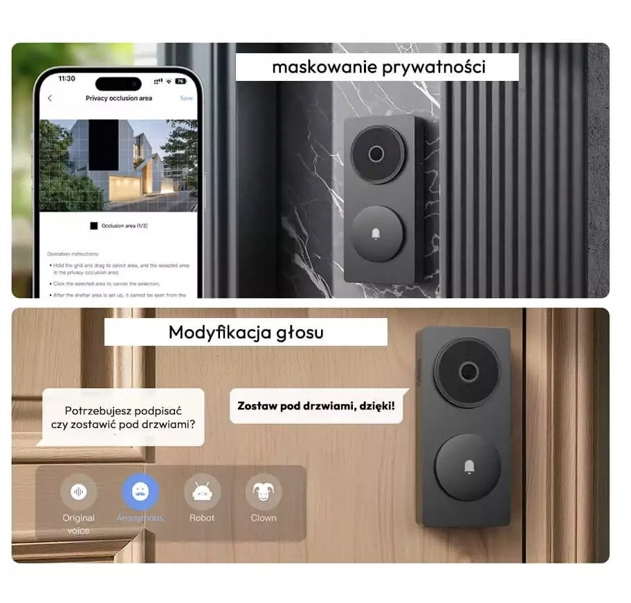 Aqara G410 Select Durų skambutis centralė veikia su Apple HomeKit, Zigbee, Matter, balta