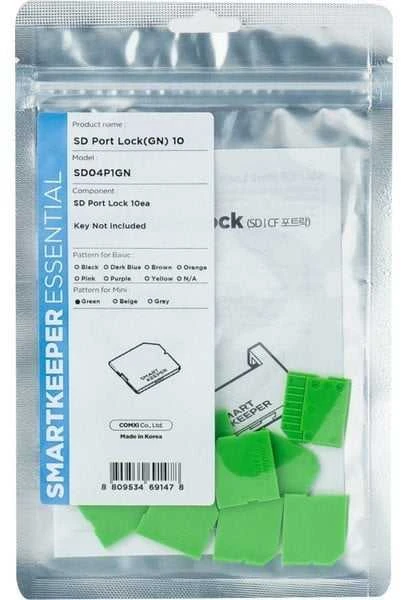 Šakotuvas Smart Keeper Smartkeeper SmartKeeper MSD04P1GN 10 x Micro SD kortelių blokatoriai be užrakto rakto Mini Žalias SLSART-0323 SLSART0323 (SLSART-0323)