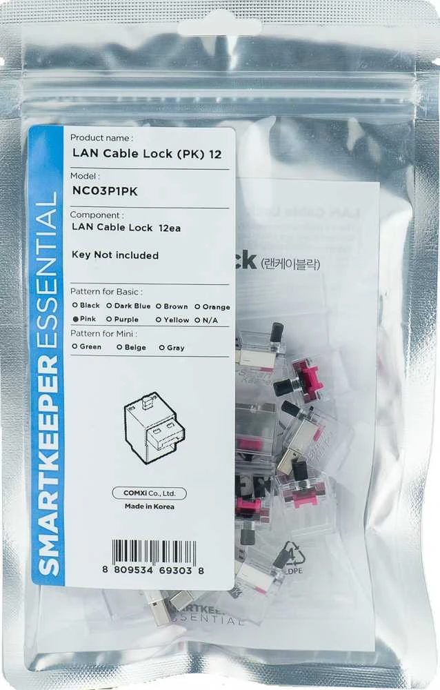 Šakotuvas Smart Keeper Smartkeeper SMARTKEEPER Basic LAN Cable Lock 12 - 12x kištukas, rožinis