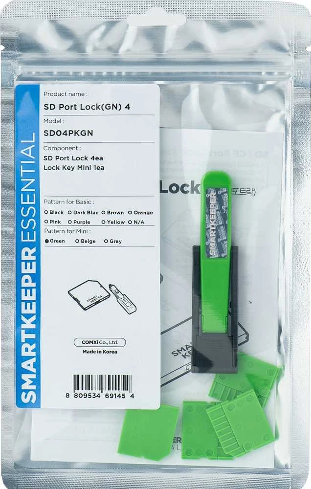 Šakotuvas Smart Keeper Smartkeeper SmartKeeper Mini "SD Port" Blocker grün 4 Stk.+Key