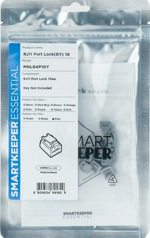 Šakotuvas Smart Keeper Smartkeeper SmartKeeper Mini ''RJ11 Port'' Blocker grau 10 Stk.