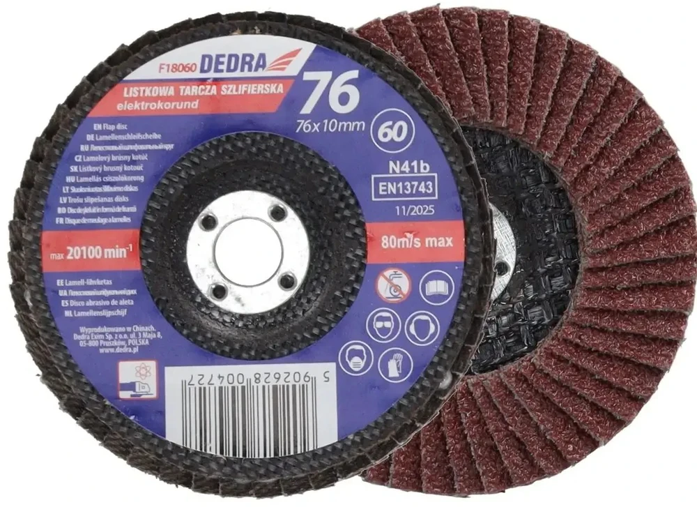 Listkowa Šlifavimo diskas su plokščiu paviršiumi, 60 mm storio, 76 x 10 mm