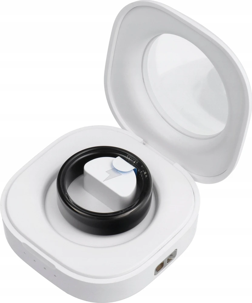 OEM Smart Ring R11M - išmanusis plieno žiedas su įkrovimo dėžute, 8 dydis (18,1 mm), juodas