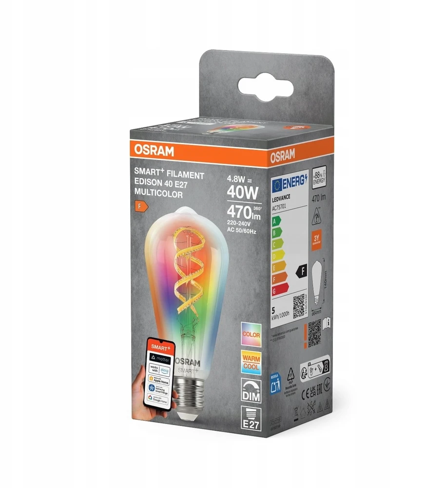 Osram LEMP LED SMART 4.8W/827 230V FL RGBW E27