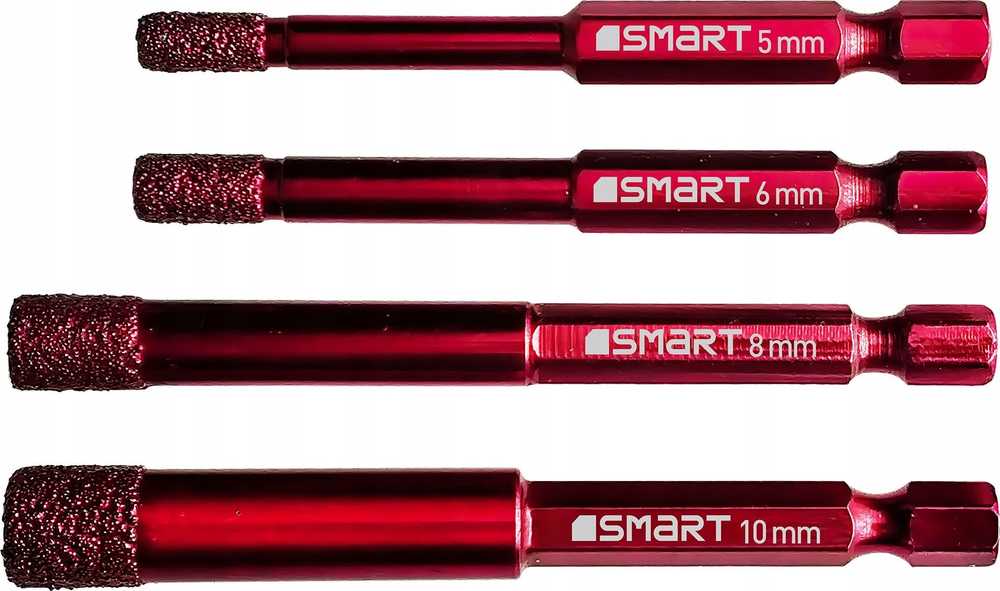 Grąžtas SMART365 Deimantiniai skylių pjūklai keramikos dirbiniams 5-10 mm HEX 4 vnt.