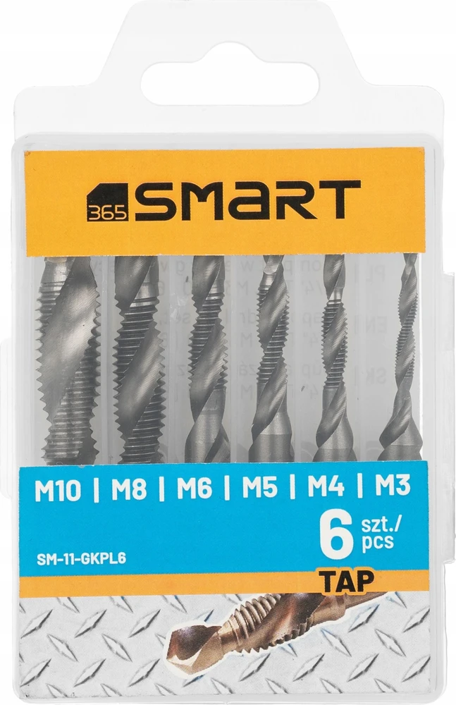 SMART365 rinkinys srieginiai grąžtai 1/4" hss m3-m10 [6 vnt.]