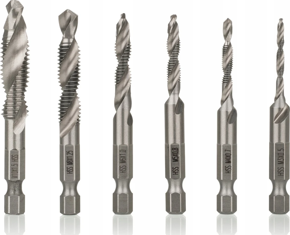 SMART365 rinkinys srieginiai grąžtai 1/4" hss m3-m10 [6 vnt.]