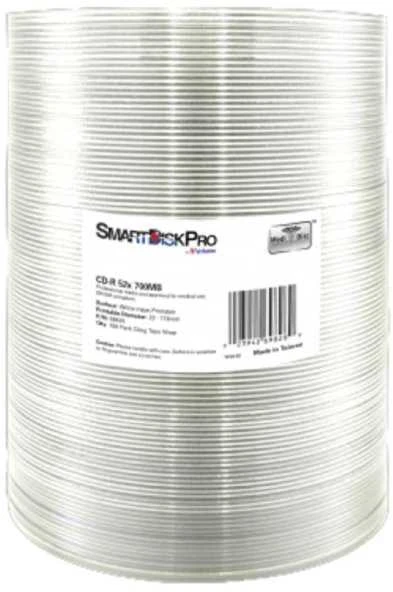 Verbatim CD-R SmartDisk Pro 700MB 52x Baltas Inkjet Printable, Potisk 23 – 118mm, 100-spindl