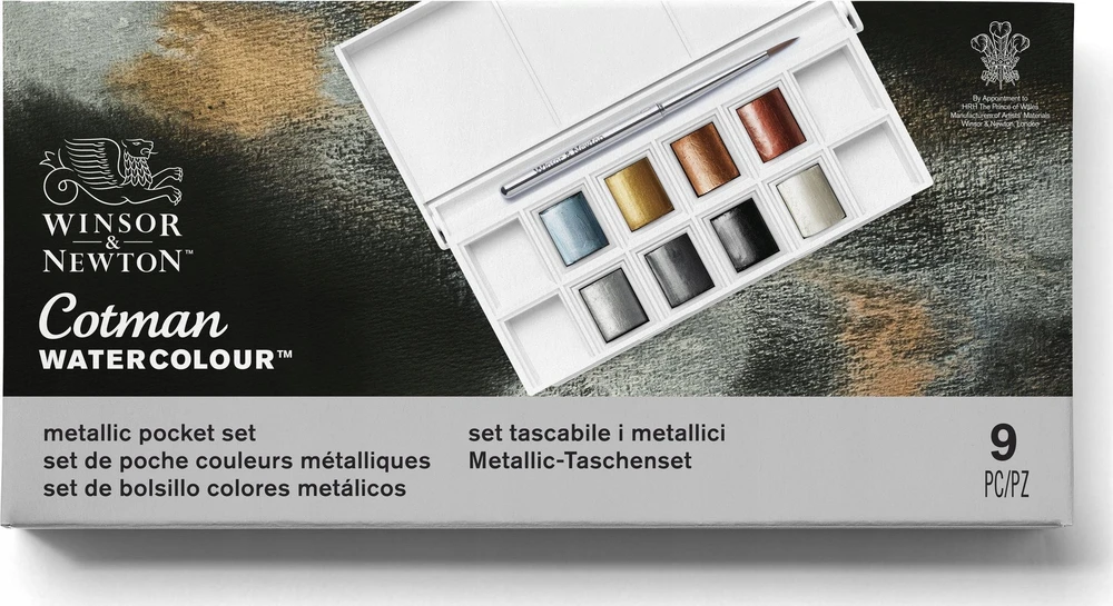 SmartMax Cotman akvarelės 1/2 formelės metalinės kišeninės rinkinys 9 vnt.