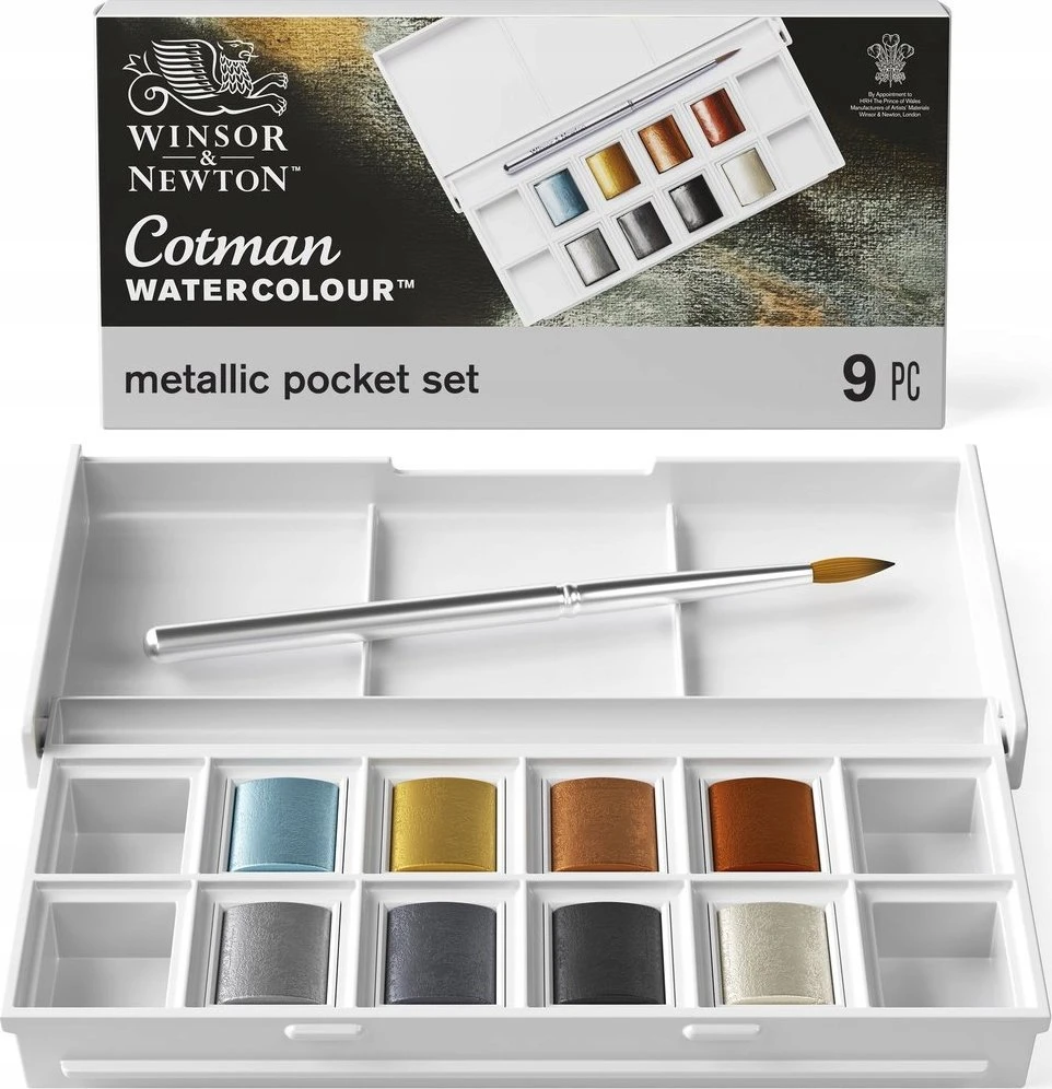 SmartMax Cotman akvarelės 1/2 formelės metalinės kišeninės rinkinys 9 vnt.