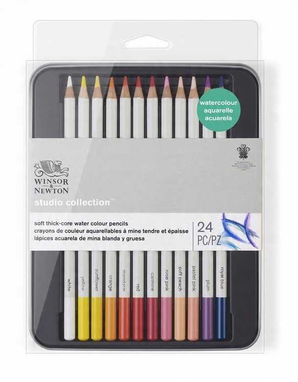 Winsor Newton Akvarelinis pieštukas W&amp;N Studio 24vnt. metaline dežute