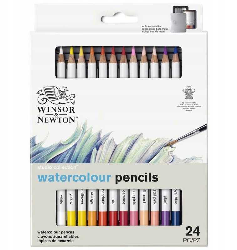 Winsor Newton Akvarelinis pieštukas W&amp;N Studio 24vnt. metaline dežute