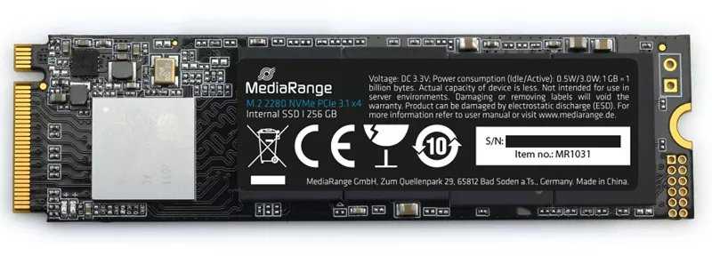 SMD MediaRange 256GB M.2 2280 PSI -E x4 Gen3.1 NVME (MR1031)