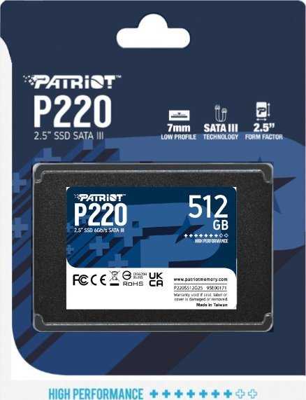 PATRIOT P220 SATA 3 512 GB SSD 550/500 MB/s