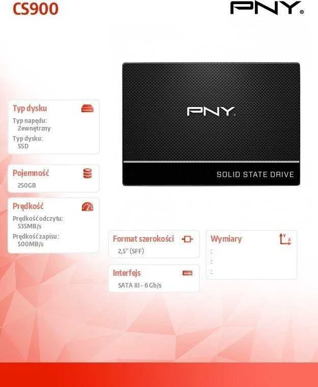 Kietasis diskas - PNY CS900 250 GB „Serial ATA III“ 3D TLC