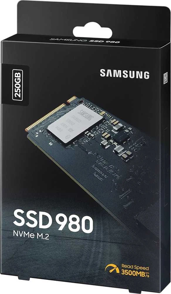 Kietasis diskas SSD Samsung 980/250 GB/SSD form factor M.2 2280/SSD sąsaja M.2 NVME/Rašymo greitis 1300 MB/s/Skaitymo greitis 2900 MB/s/MZ-V8V250BW