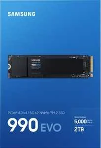Kietasis diskas Samsung 990 EVO, 2000 GB, Rašymo greitis 4200 MB/s, Skaitymo greitis 5000 MB/s