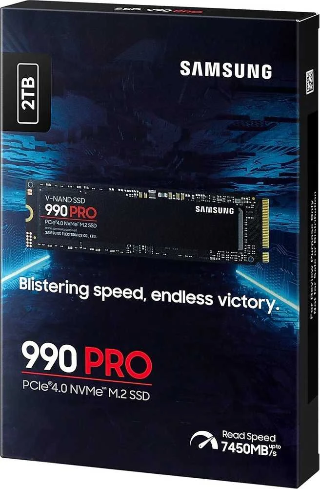 Kietasis diskas Samsung 990 PRO 2000 GB, SSD form factor M.2 2280, SSD sąsaja PCIe Gen4x4, Rašymo greitis 6900 MB/s, Skaitymo greitis 7450 MB/s