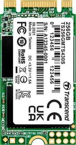 Transcend 256GB, M.2 2242 SSD 430S , SATA3 B+M Key, TLC, R/W 560/500 MB/s