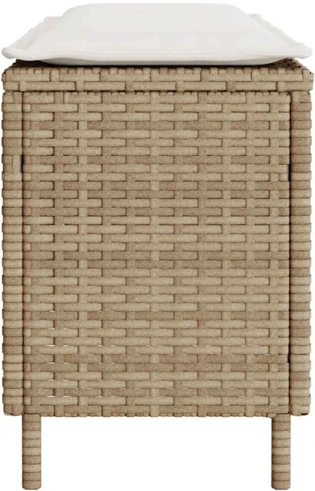 Sodo suoliukas su pagalvėle, smėlio spalvos, 110x30x40,5 cm, poliratanas