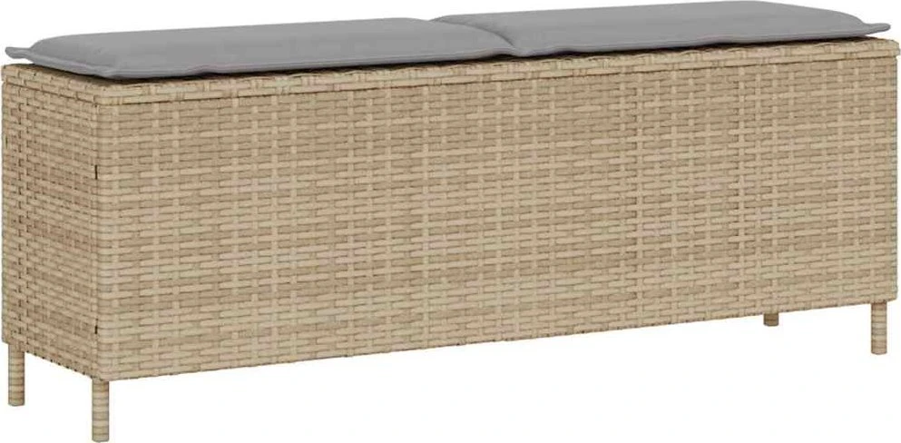 Sodo suoliukas su pagalvėle, smėlio spalvos, 110x30x40,5 cm, poliratanas