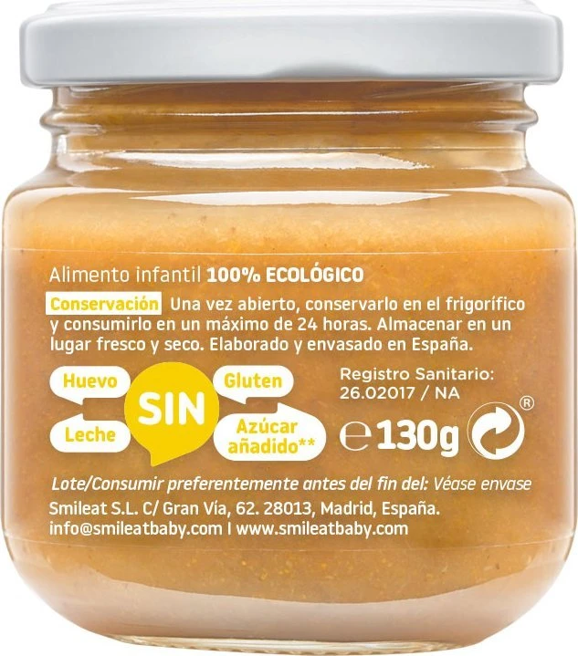 Ekologiškas desertas kūdikiams po 6 mėnesių Multifruit su Mango Smileat 130g