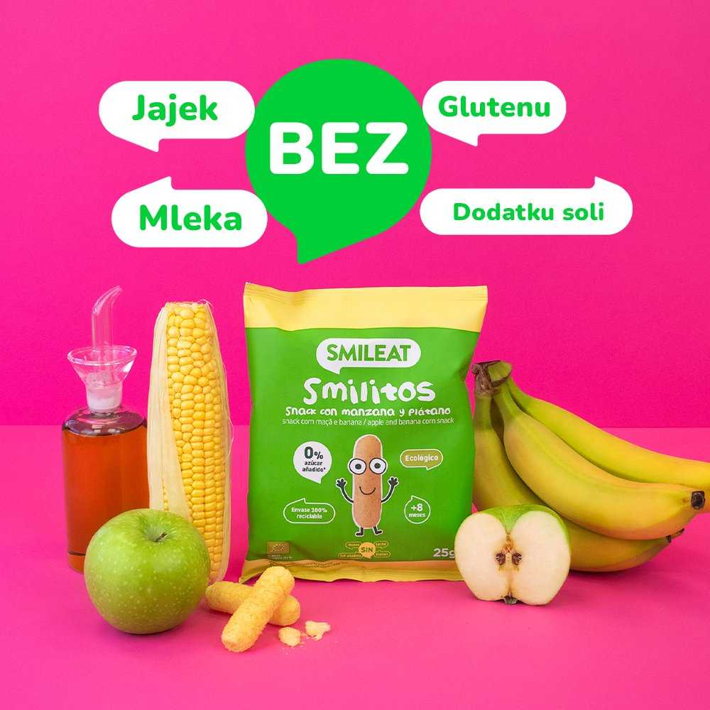 Kukurūzų traškučiai be cukraus obuolių bananai 8 mėn. 25g BIO Healthy Smileat