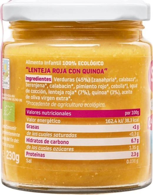 Pietūs vaikui Lęšiai su quinoa Jar 10m+ 230G Smileat