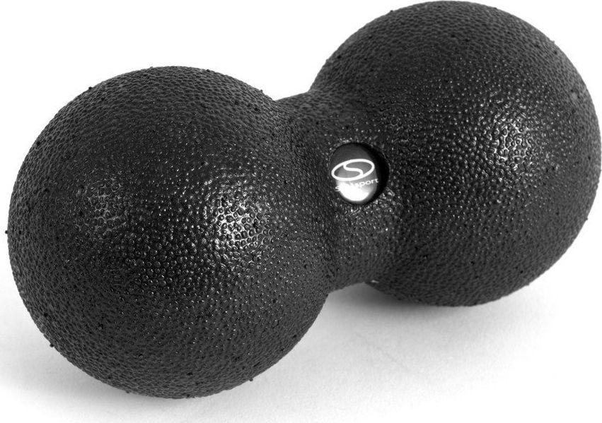 Dvigubas masažinis kamuoliukas SMJ, 8cm, juodas