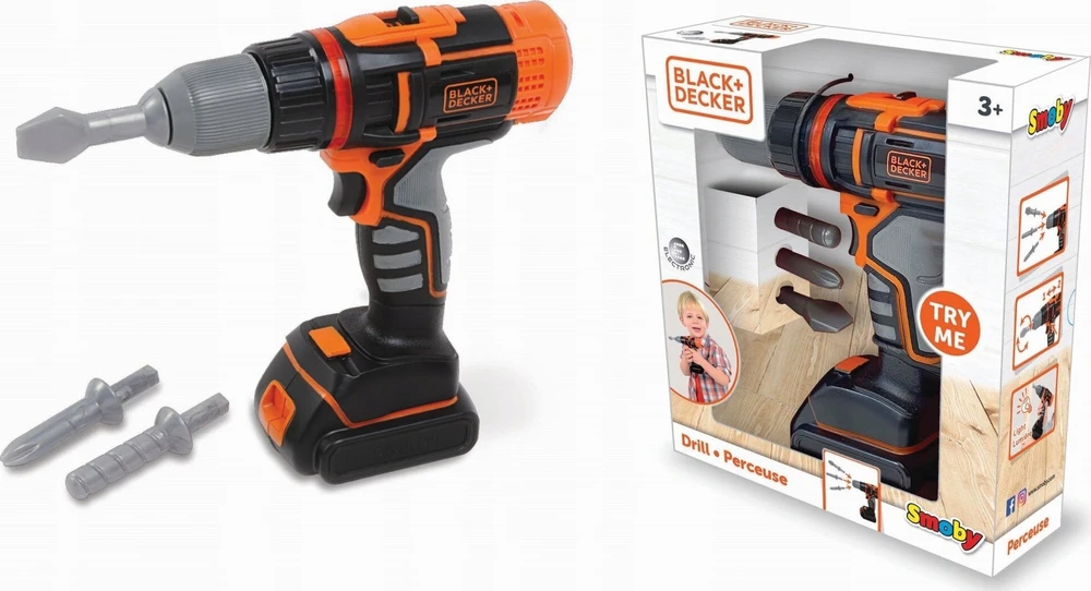 Black & Decker Juodas & Decker Žaislinis meistro įrankis, gręžtuvas Smoby Juodas & Decker