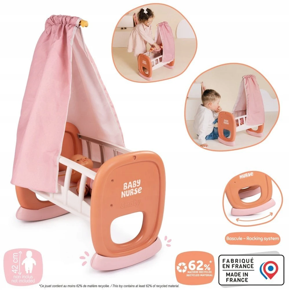 Smoby Baby Nurse lopšys su baldakimu